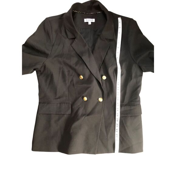 Nanette Lepore black career blazer with gold front buttons fully lined size 16 - Picture 12 of 16